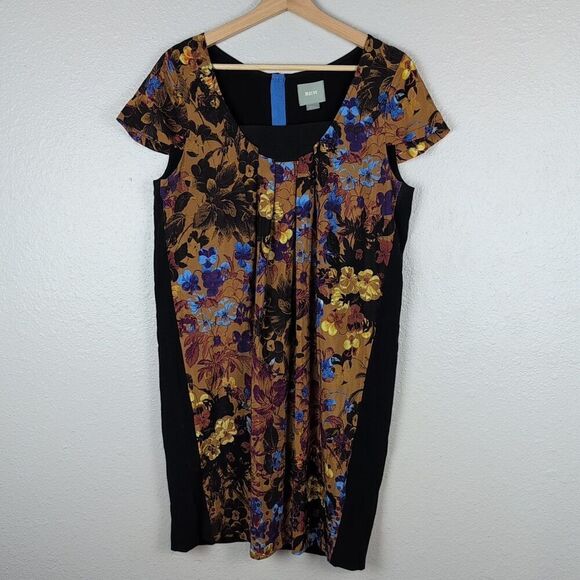 Anthropologie MAEVE Pintura 100% Silk Shift Dress Size XS Floral Short Sleeve - Picture 3 of 9